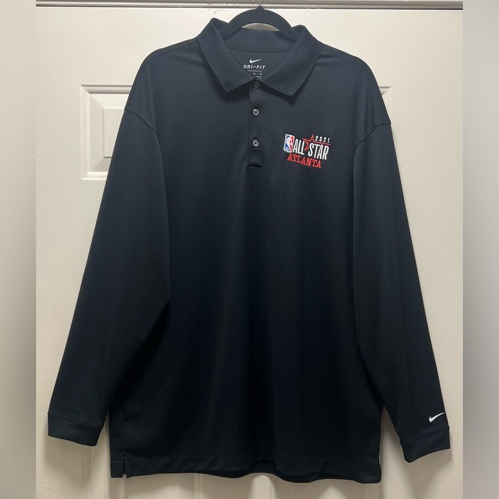 Nike 2021 All star NBA Official Staff Aparrel Long Sleeve Polo Shirt Black XL